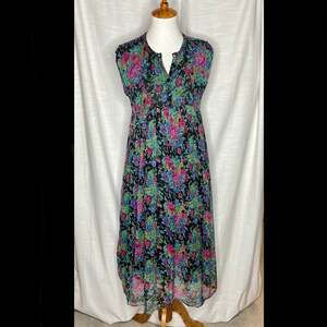 Vintage Silver Stream Rayon Floral Tank Dress